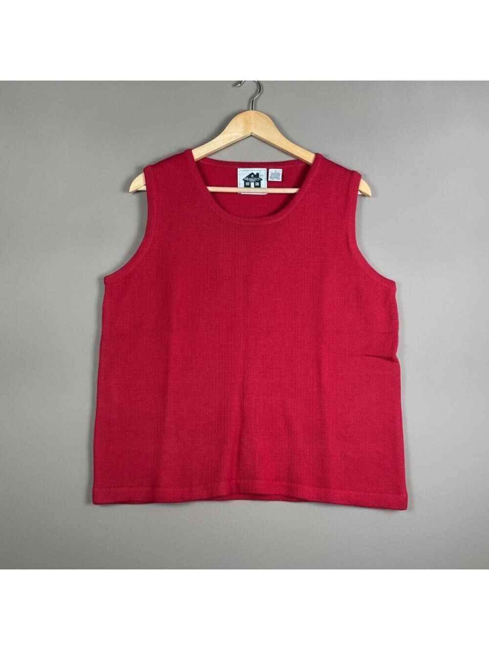 Vintage Storybook Knits Red Sleeveless Knit Tank Top Size 1X Cottagecore